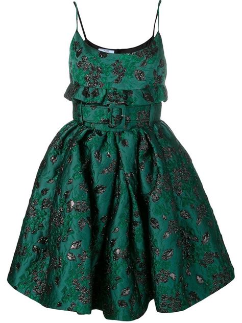 prada green jacquard dress.